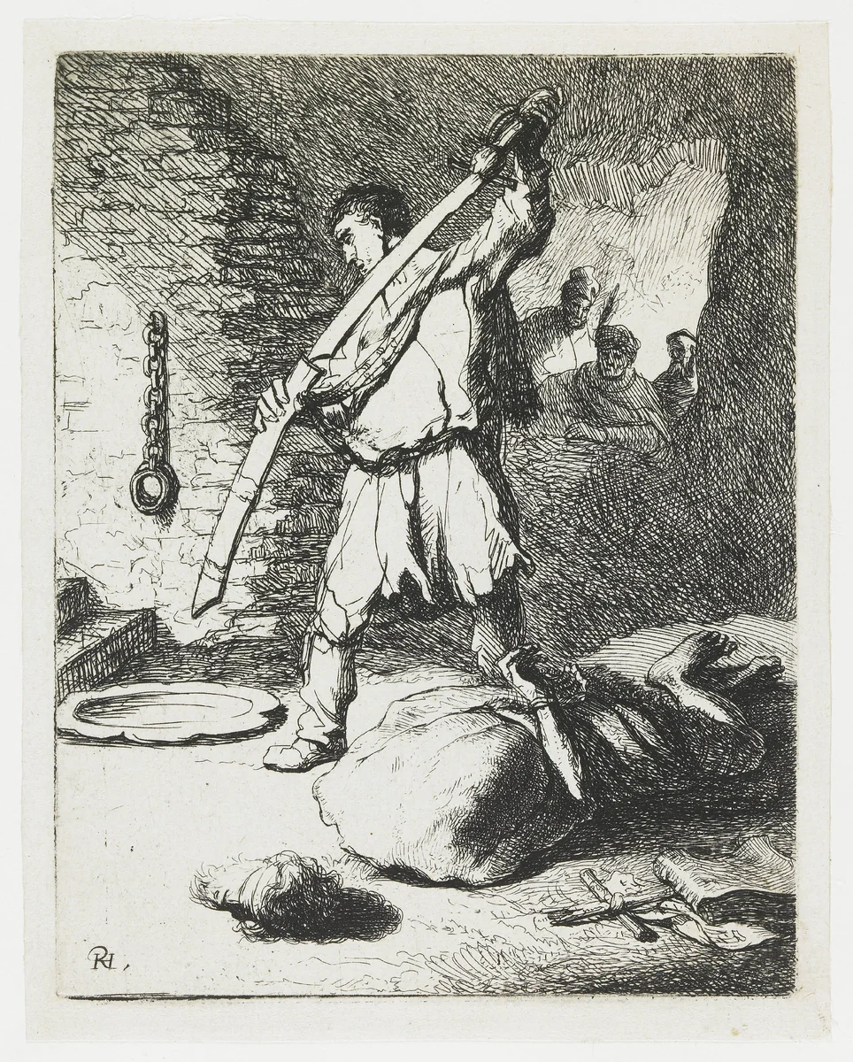 The beheading of St John the Baptist by Rembrandt van Rijn, print, 1631