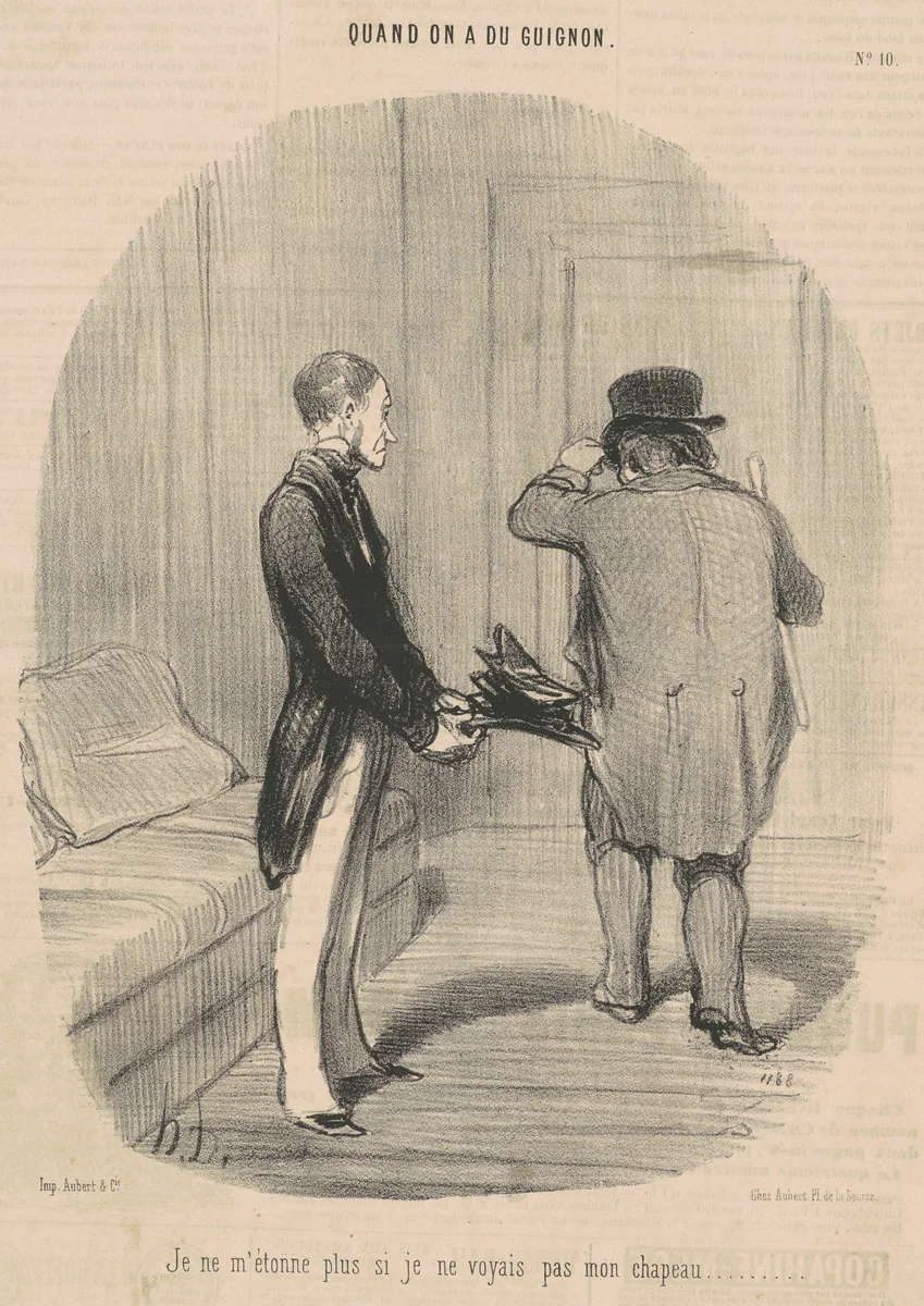 Je ne m'étonne plus si je ne voyais pas mon chapeau ... by Honoré Daumier, print, 1850