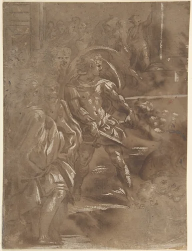 Left Third of a Martyrdom of Saint Peter and Saint Paul by Antonio da Trento, drawing, 1508-1555