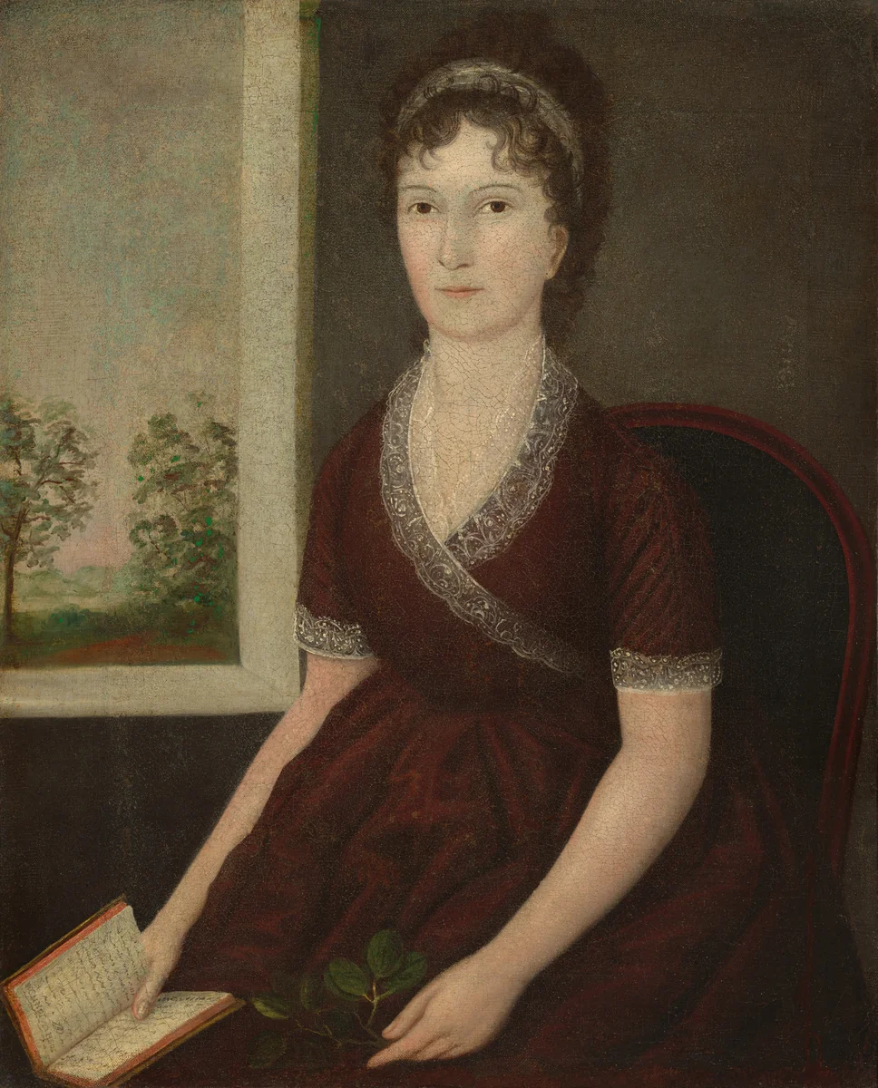 Sarah Ogden Gustin by Joshua Johnson, painting, 1805