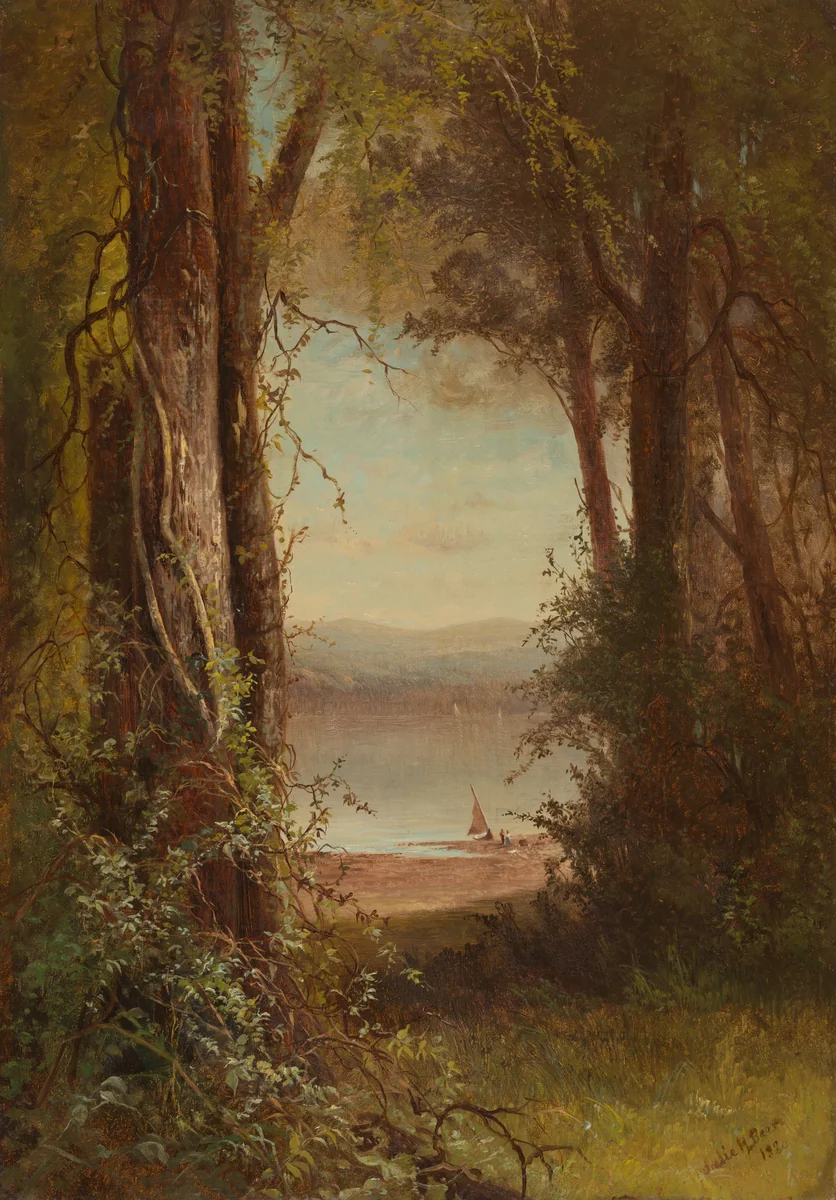 Looking upon the River by Julie Hart Beers, painting, 1880