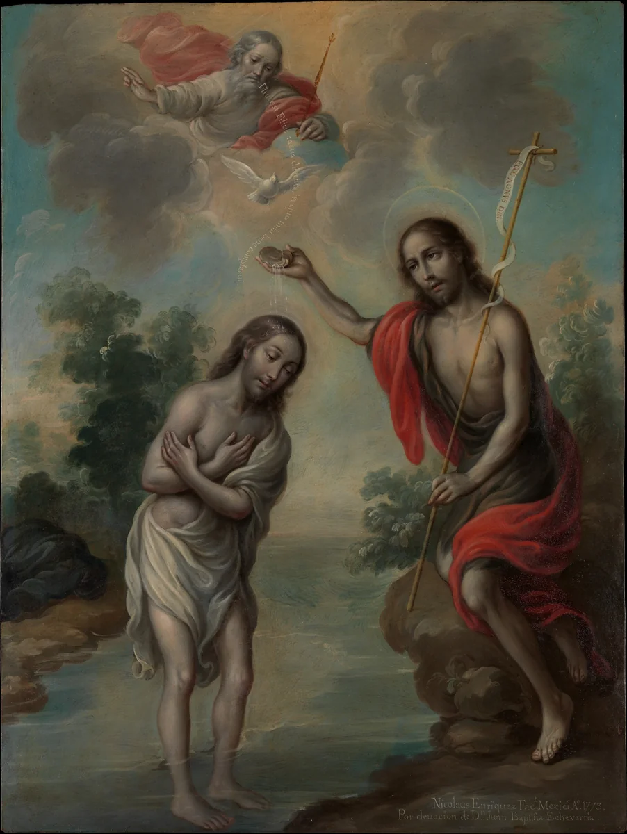 The Baptism of Christ by Nicolás Enríquez, artwork, 1773