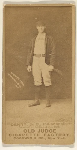 Jerry Denny, 3rd Base, Indianapolis, from the Old Judge series (N172) for Old Judge Cigarettes by Goodwin & Company, photograph, 1888