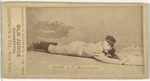 Frederick B. "Ned" Jevne, Left Field, Minneapolis, from the Old Judge series (N172) for Old Judge Cigarettes by Goodwin & Company, photograph, 1888