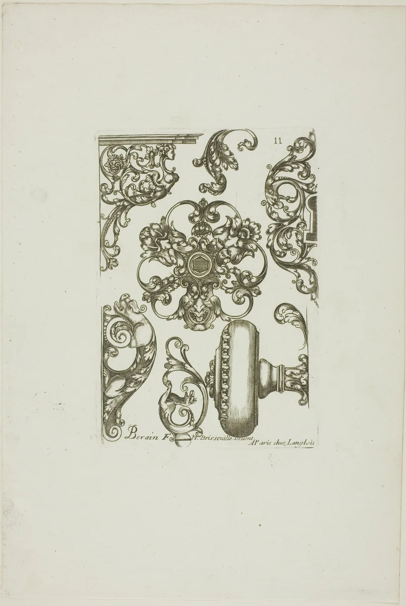 Designs for Locksmiths by Jean Bérain I, print, 1660-1711