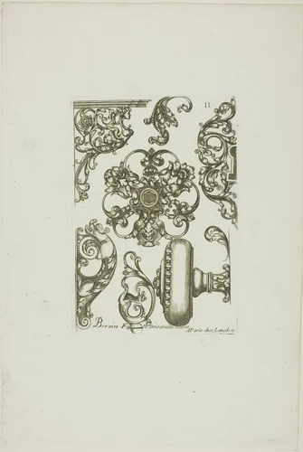 Designs for Locksmiths by Jean Bérain I, print, 1660-1711
