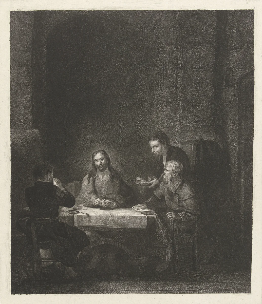 Maaltijd te Emmaüs by Johannes Pieter de Frey, print, 1780-1838