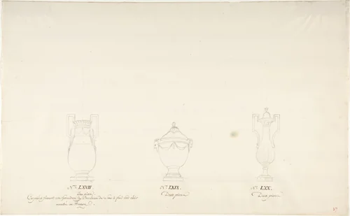 Design for Three Vases by anonymous, drawing, 1765-1790
