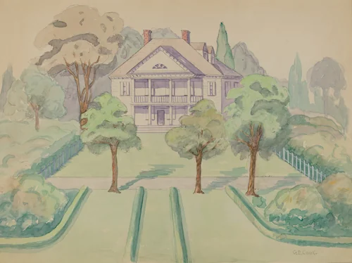 The Bowery House by Gladys Cook, index of american design, 1935-1942