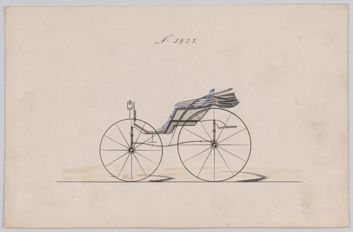 Design for Pony Phaeton, no. 3423 by Brewster & Co., drawing, 1878