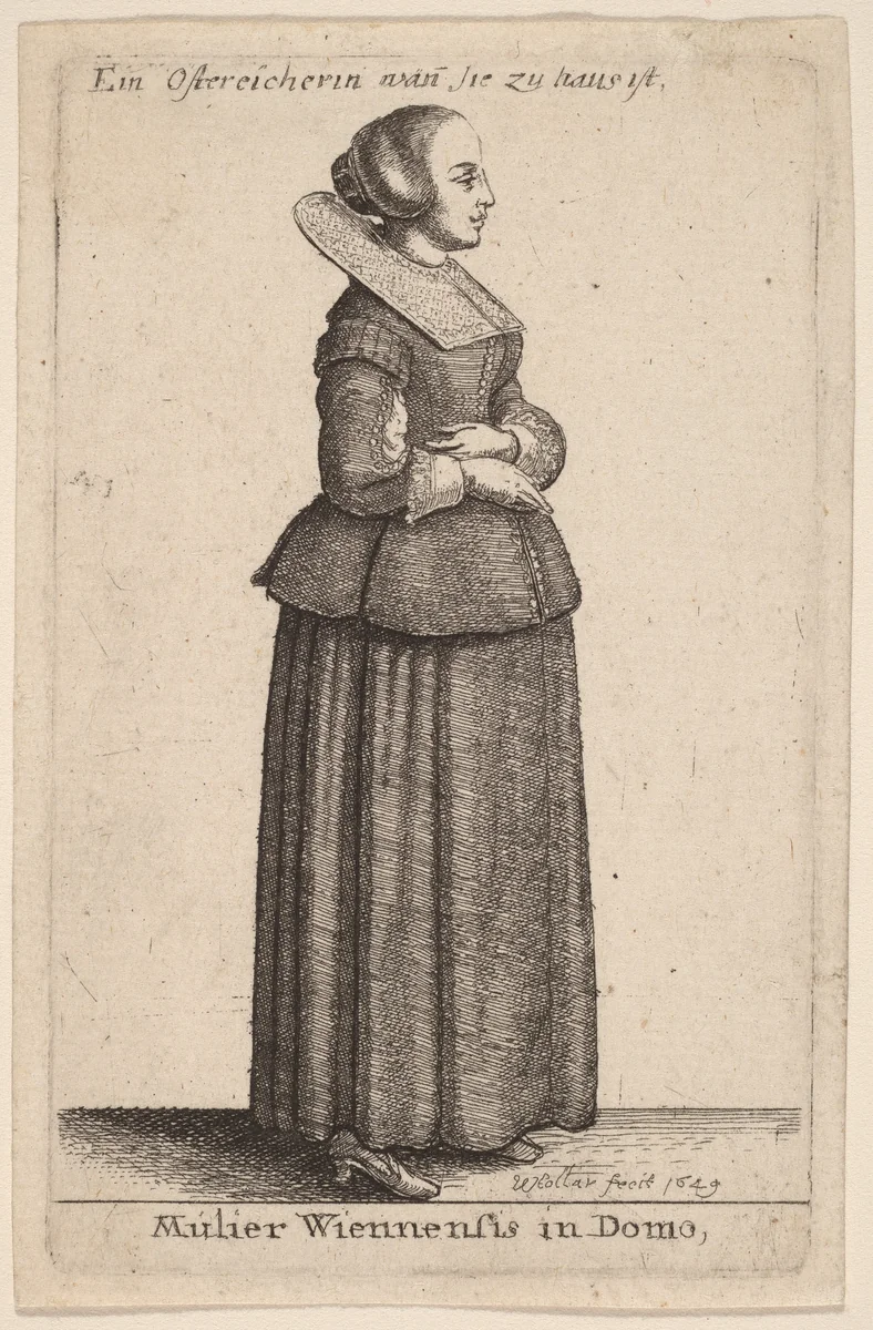 Mulier Wiennensis in Domo by Wenceslaus Hollar, print, 1649
