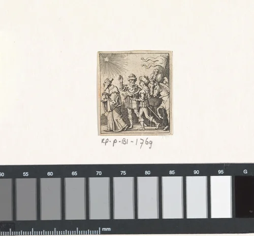 Wijzen uit het Oosten volgen de ster by Michiel le Blon, print, 1597-1656