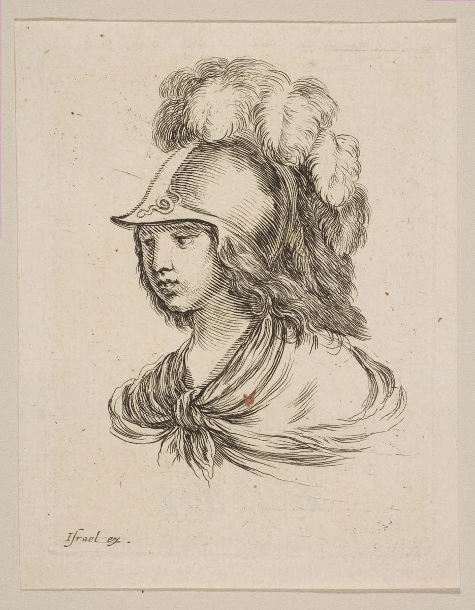 Head of Minerva, from 'Various heads and figures' (Diverses tétes et figures) by Stefano della Bella, print, 1650