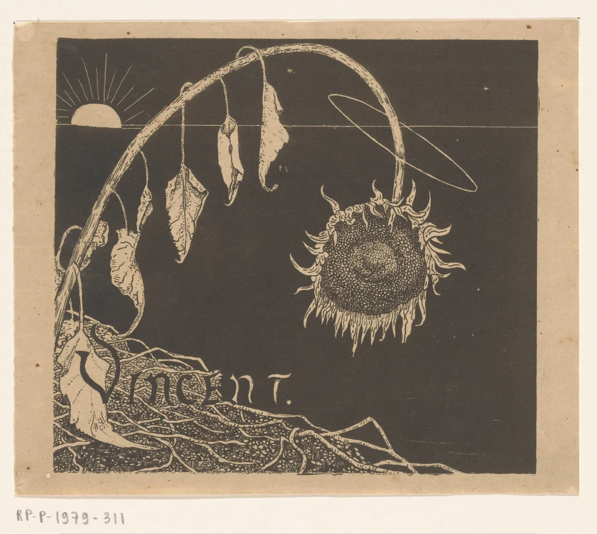 Omslagontwerp voor: Richard Roland Holst, Tentoonstelling der nagelaten werken van Vincent Van Gogh, 1892 by Richard Nicolaüs Roland Holst, other, 1892