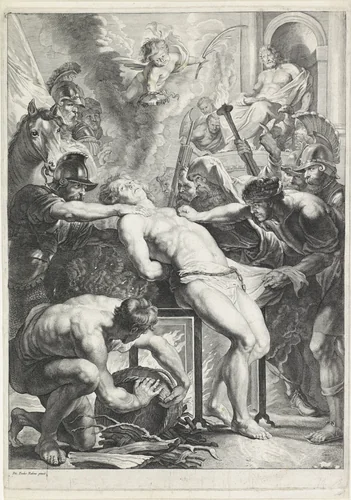 Marteldood van de H. Laurentius by anonymous, print, 1621-1671