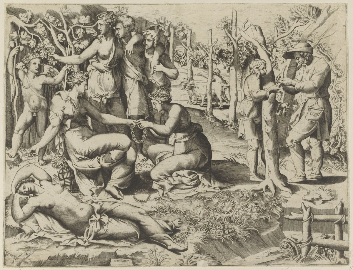 Flora geeft een krans by Unknown, print, 1501-1580