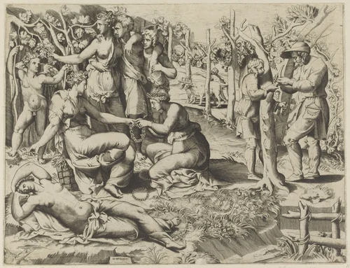 Flora geeft een krans by Unknown, print, 1501-1580