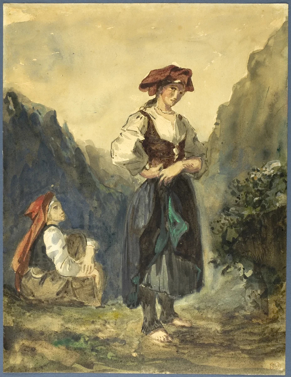 Peasant Women from the Region of the Eaux-Bonnes by Eugène Delacroix, painting, 1845