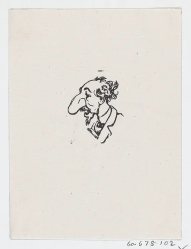 A profile of a man with a large nose looking to the left by José Guadalupe Posada, print, 1875-1885