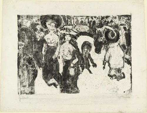 Streetlife in Dresden (Strassenleben in Dresden) by Ernst Ludwig Kirchner, print, 1908