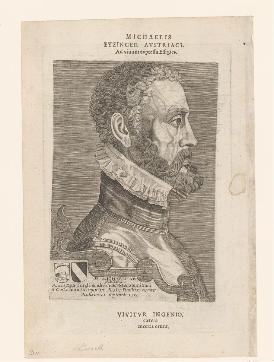 Portret van Michael von Aitzing by anonymous, print, 1618