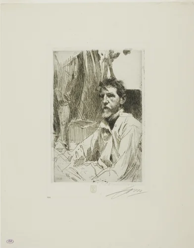 August Saint Gaudens I by Anders Zorn, print, 1898