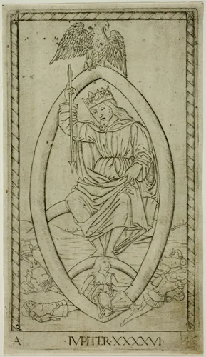 Jupiter, plate 46 from Planets and Spheres by Master of the E-Series Tarocchi, print, 1460-1470