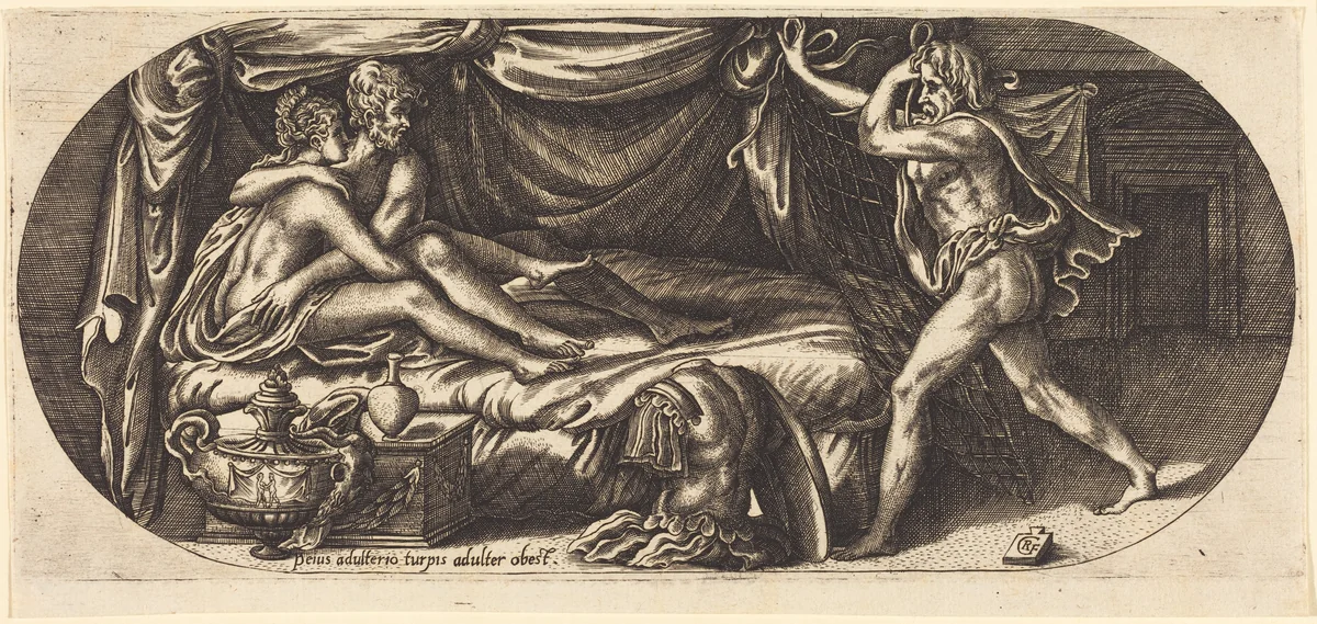 Mars and Venus Surprised by Vulcan by Georges Reverdy, print, 1511-1591
