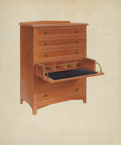 Shaker Secretary by Alfred H. Smith, index of american design, 1938