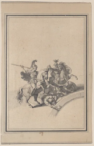Vignette, from "The Battle of Milvian" by Bernard Picart, drawing, 1700-1733