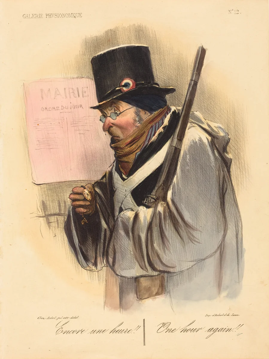 Encore une heure!! by Honoré Daumier, print, 1837