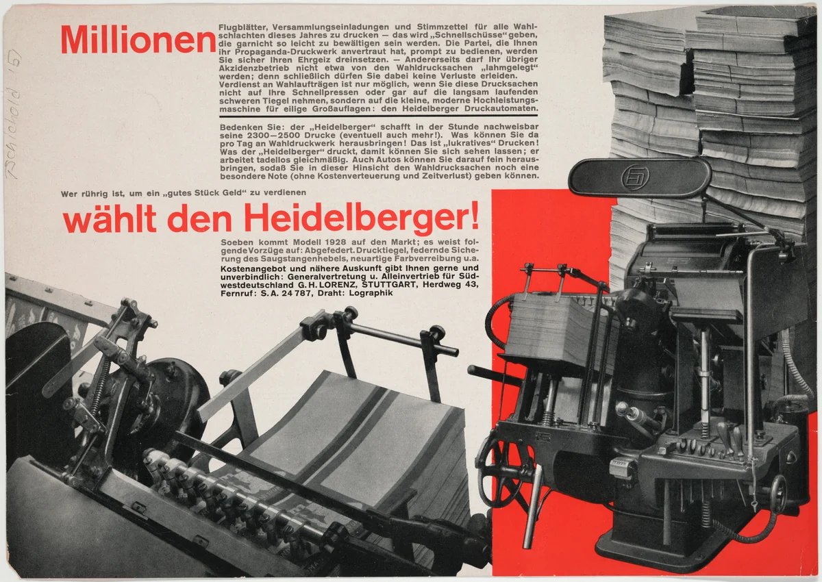 Millionen wählt den Heidelberger! by Johannes Canis, design, 1928