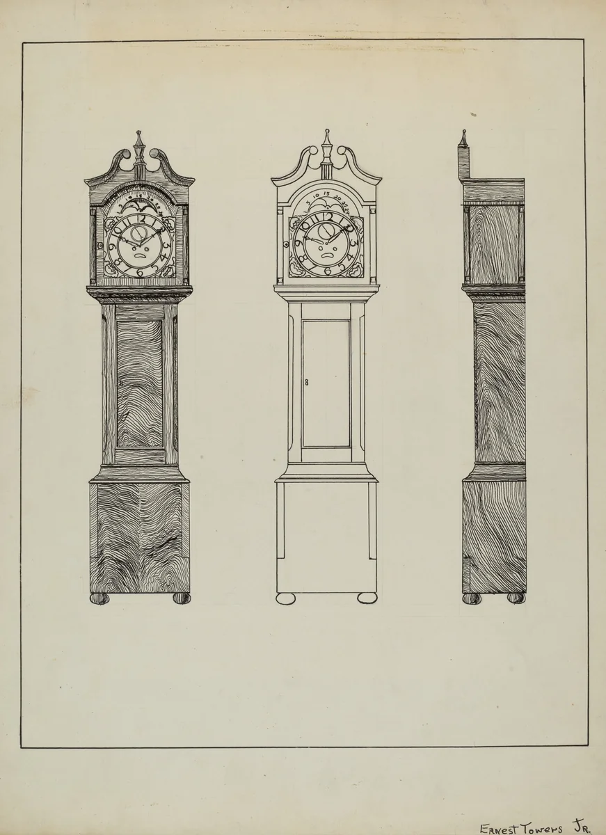 Grandfather Clock by Ernest A. Towers, Jr., index of american design, 1936