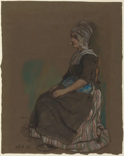 Volendam Girl in Costume by Emil Orlik, drawing, 1898