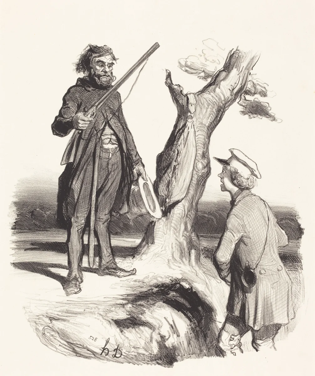 Un Pauvre père de famille qui... by Honoré Daumier, print, 1843