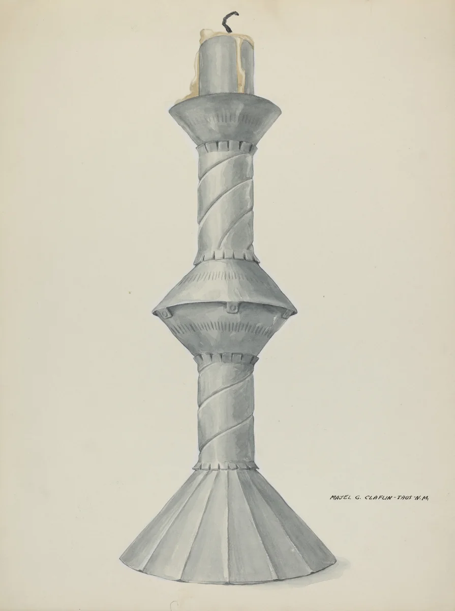 Penitente Altar Candle Stick by Majel G. Claflin, index of american design, 1937
