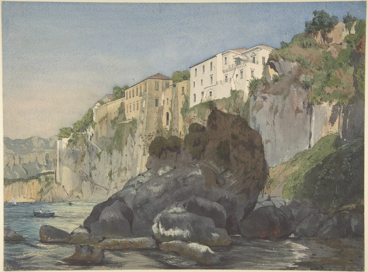 Houses at Sorrento by Thomas Hartley Cromek, drawing, 1825-1873