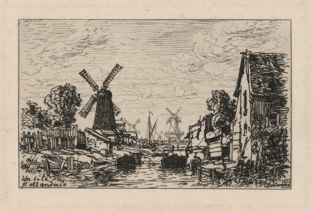 Un Site Hollandais (A Zaandam) by Maxime Lalanne, print, 1877