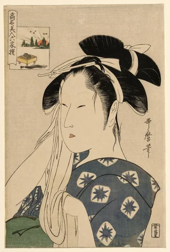 The Asahiya Widow, from the series “Renowned Beauties Likened to the Six Immortal Poets" ("Komei bijin rokkasen") by Kitagawa Utamaro (喜多川歌麿), print, 1790-1801