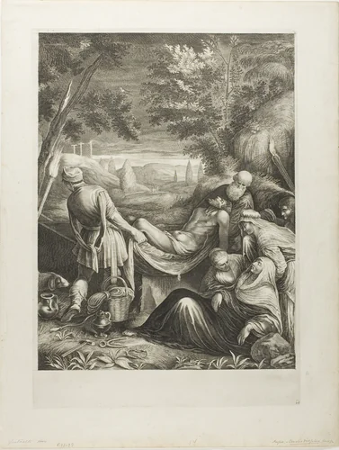 The Entombment by Jeremias Falck, print, 1650-1660