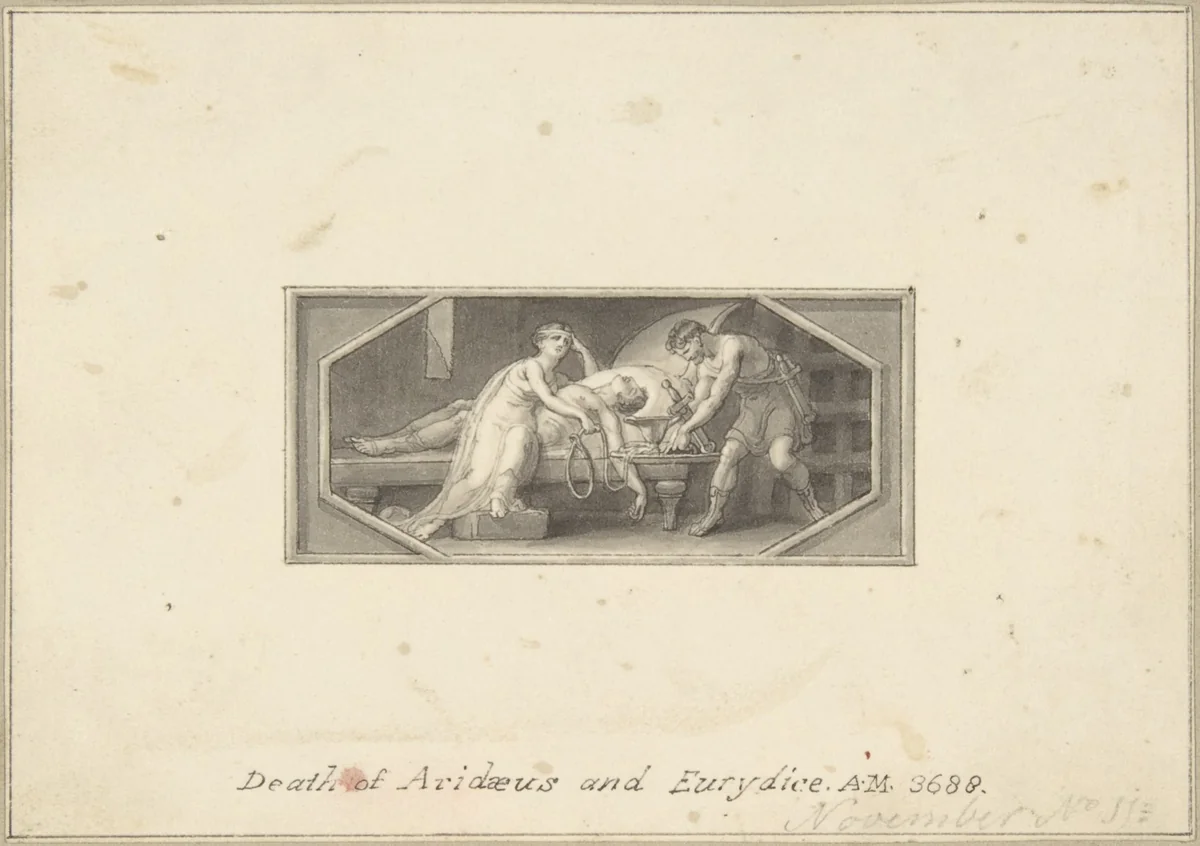 Death of Aridaeus and Eurydice by Edward Francis Burney, drawing, 1790-1800
