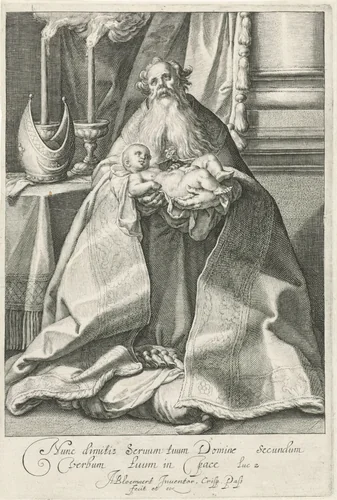 Simeon zegent het Christuskind by Unknown, print, 1574-1637
