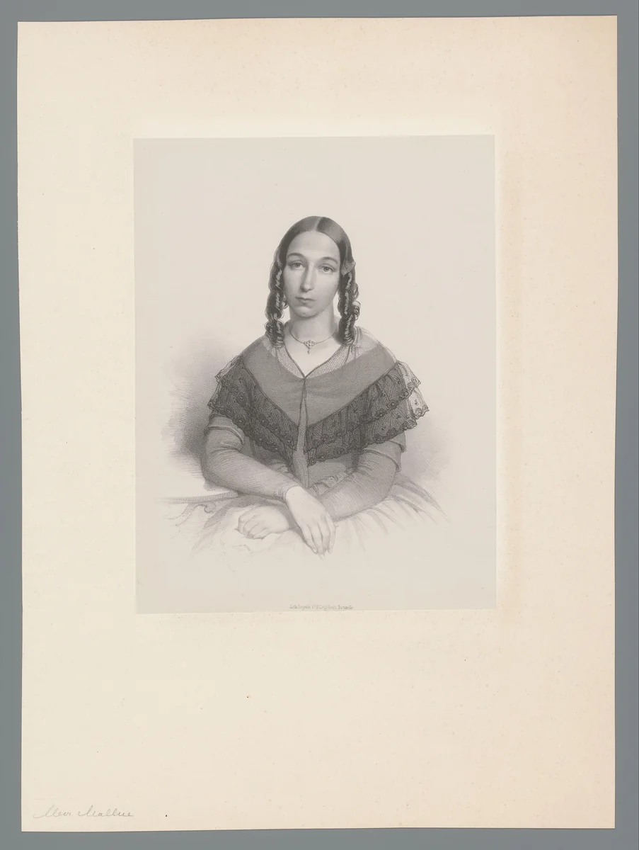 Portret van mevrouw Malluc by Joseph Schubert, print, 1845-1849