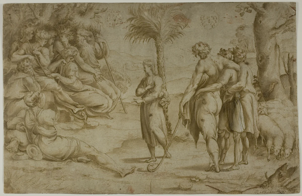 Joseph Explaining His Dreams to His Brothers by Raffaello Sanzio, drawing, 1527-1565