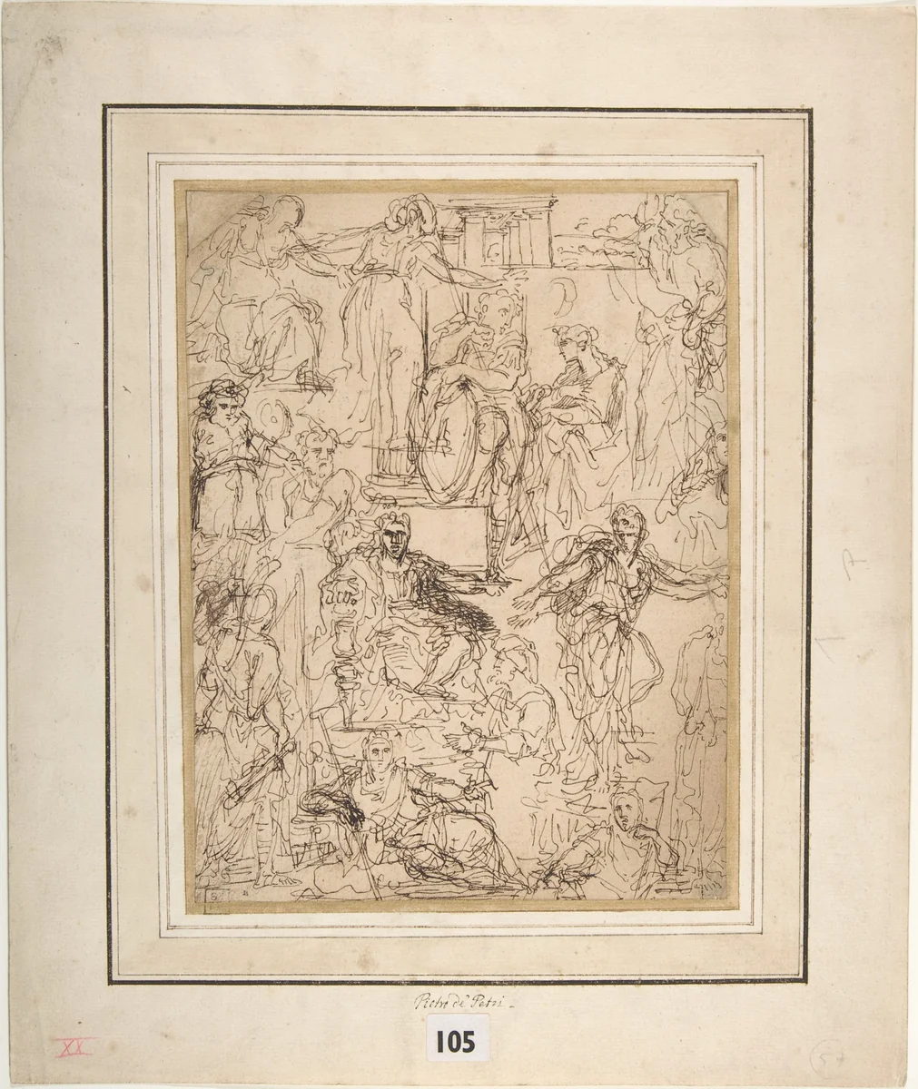 Figure Studies for a Judgment Scene by Michel Corneille, drawing, 1660-1700