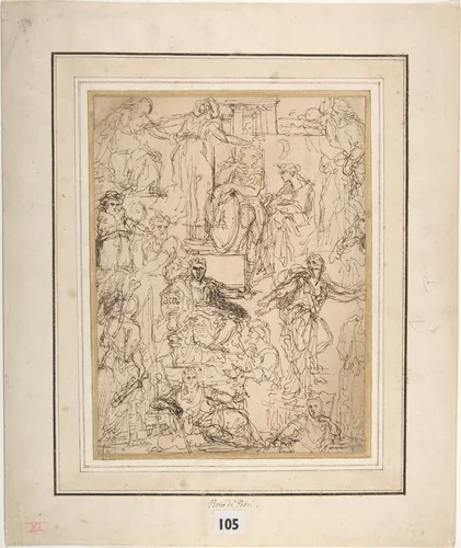 Figure Studies for a Judgment Scene by Michel Corneille, drawing, 1660-1700