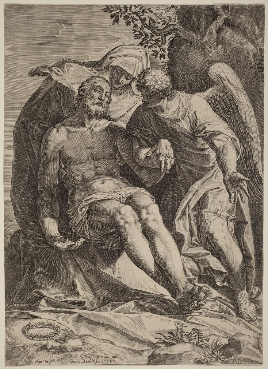 Pietà by Agostino Carracci, print, 1582