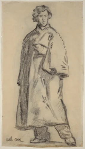 Man Wearing a Cloak [recto] by Edouard Manet, drawing, 1852-1858