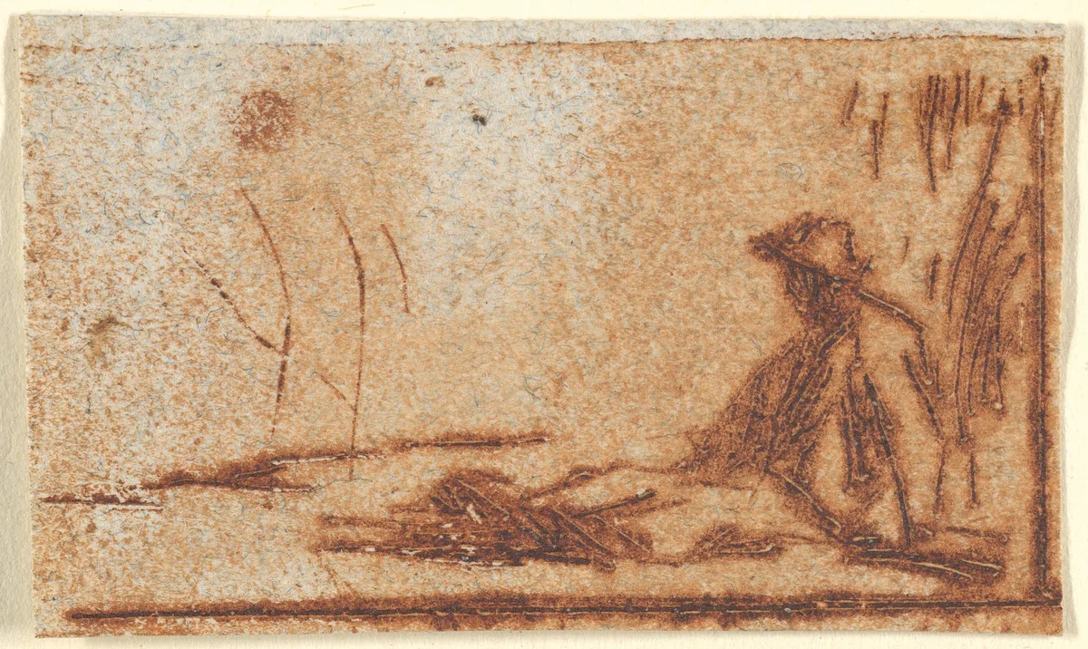 Seated Peasant by Jean-François Millet, print, 1830-1875