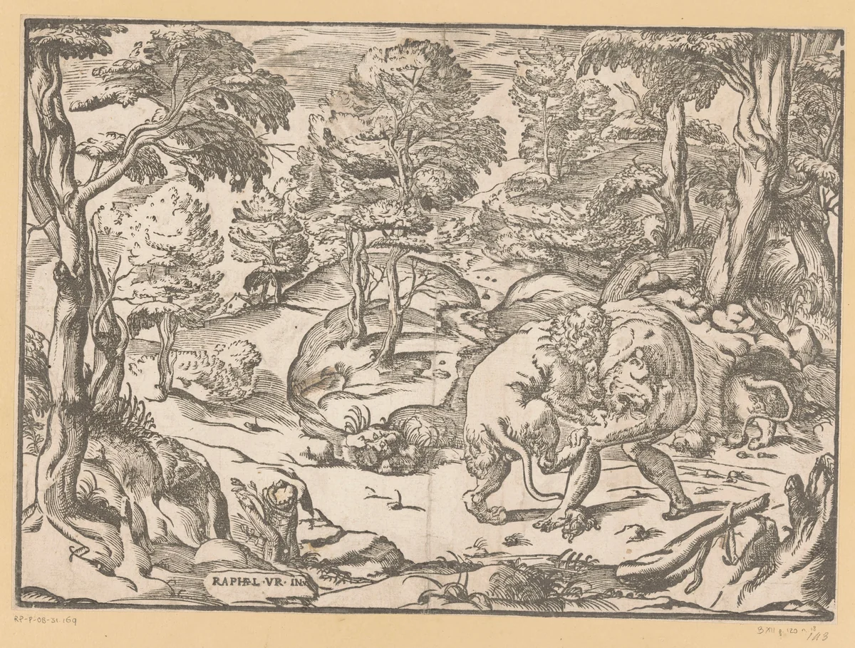 Hercules en de Nemeïsche leeuw by anonymous, print, 1493